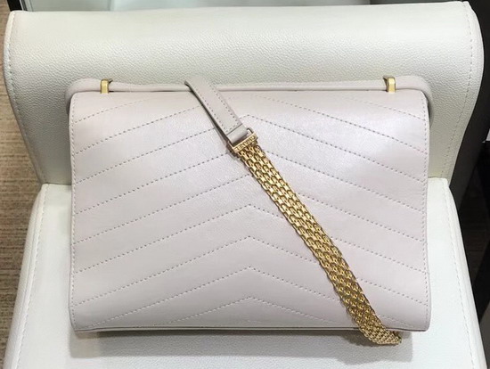 Chanel Chevron Flap Bag Calfskin Gold Tone Metal A57491 Beige Color