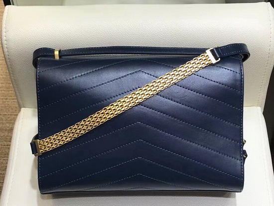 Chanel Chevron Flap Bag Calfskin Gold Tone Metal A57491 Blue