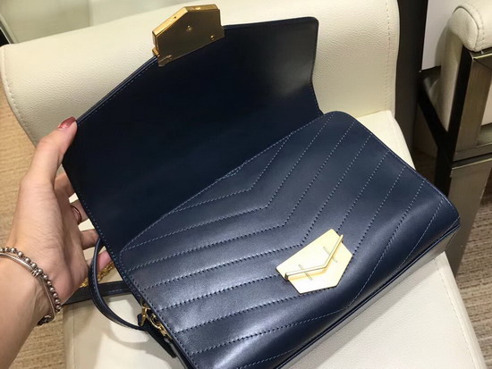 Chanel Chevron Flap Bag Calfskin Gold Tone Metal A57491 Blue