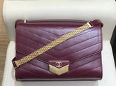 Chanel Chevron Flap Bag Calfskin Gold Tone Metal A57491 Burgundy