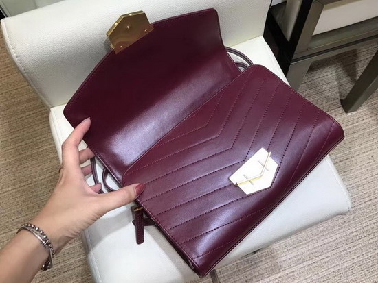 Chanel Chevron Flap Bag Calfskin Gold Tone Metal A57491 Burgundy