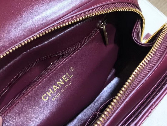 Chanel Chevron Flap Bag Calfskin Gold Tone Metal A57491 Burgundy