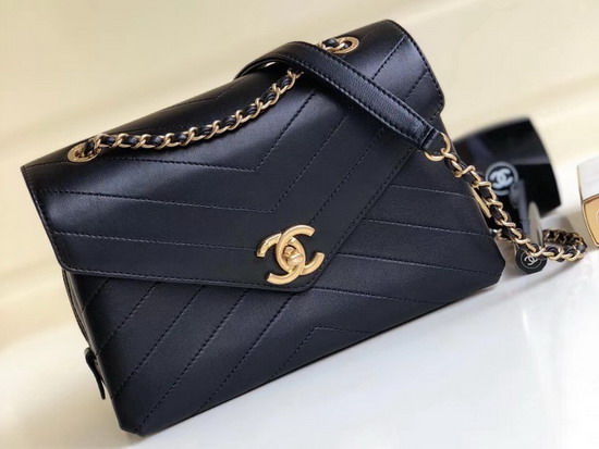 Chanel Chevron Flap Bag in Black A57431