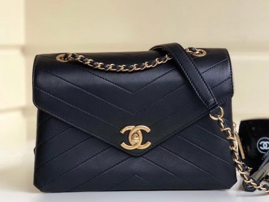 Chanel Chevron Flap Bag in Black A57431