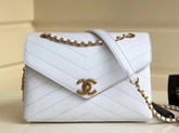 Chanel Chevron Flap Bag in White A57431