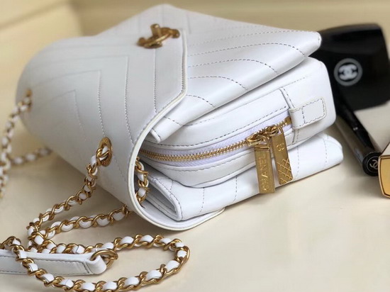 Chanel Chevron Flap Bag in White A57431