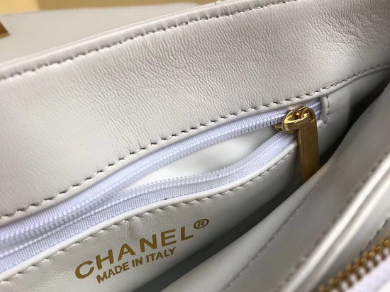 Chanel Chevron Flap Bag in White A57431