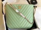 Chanel Chevron Hobo Bag in Apple Green Lambskin