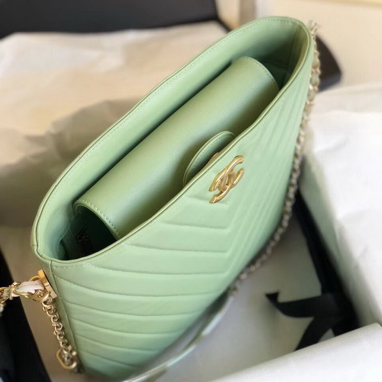 Chanel Chevron Hobo Bag in Apple Green Lambskin