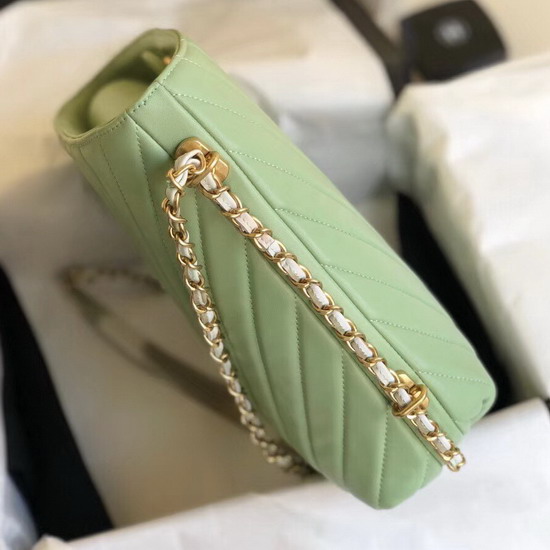 Chanel Chevron Hobo Bag in Apple Green Lambskin