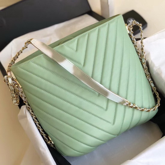 Chanel Chevron Hobo Bag in Apple Green Lambskin