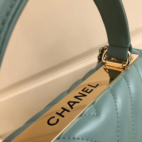 Chanel Chevron Lambskin Trendy CC Flap Bag with Top Handle Turquoise