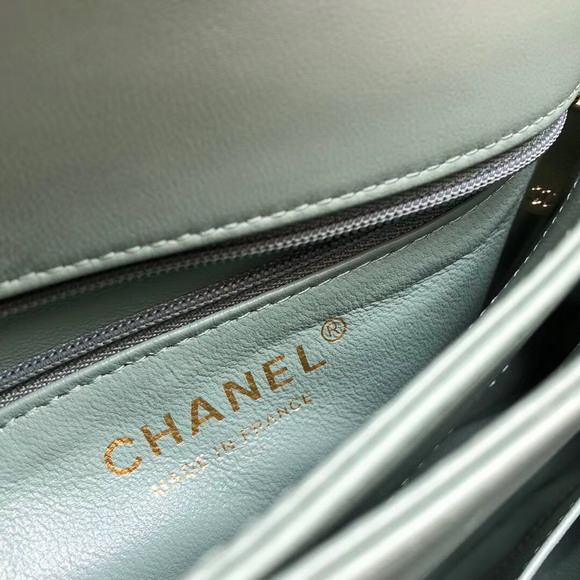 Chanel Chevron Lambskin Trendy CC Flap Bag with Top Handle Turquoise