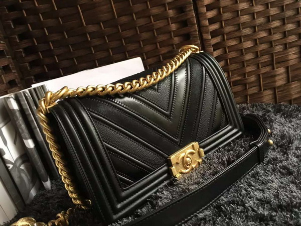 Chanel Chevron Le Boy Black Calfskin for Sale