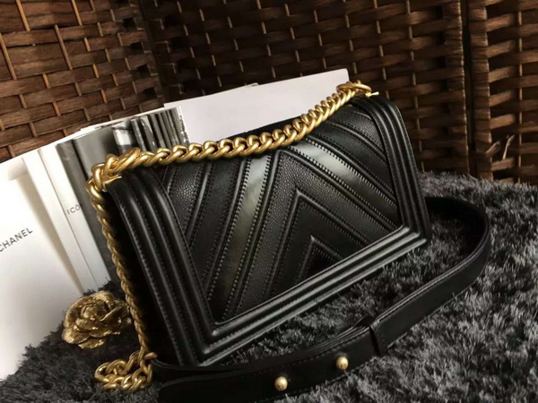 Chanel Chevron Le Boy Black Calfskin for Sale