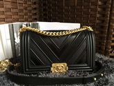 Chanel Chevron Le Boy Black Calfskin for Sale