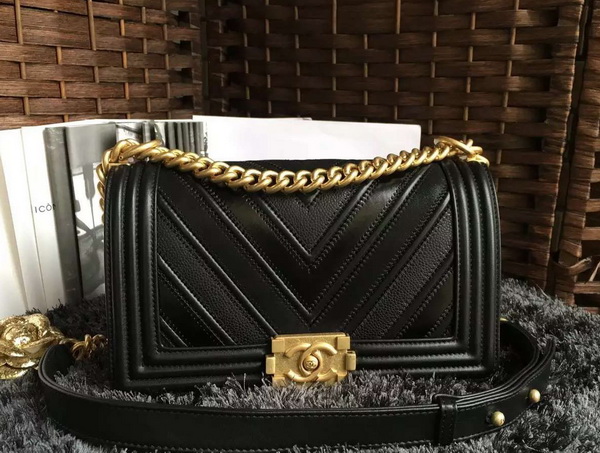 Chanel Chevron Le Boy Black Calfskin for Sale