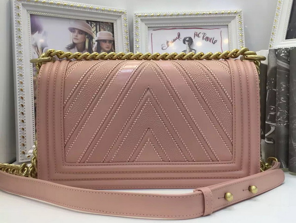 Chanel Chevron Le Boy Pink Calfskin for Sale