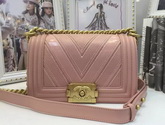 Chanel Chevron Le Boy Pink Calfskin for Sale