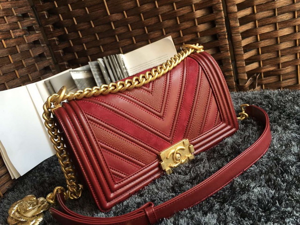 Chanel Chevron Le Boy Red Calfskin for Sale