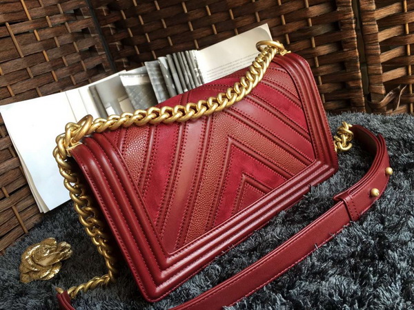 Chanel Chevron Le Boy Red Calfskin for Sale