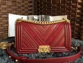 Chanel Chevron Le Boy Red Calfskin for Sale