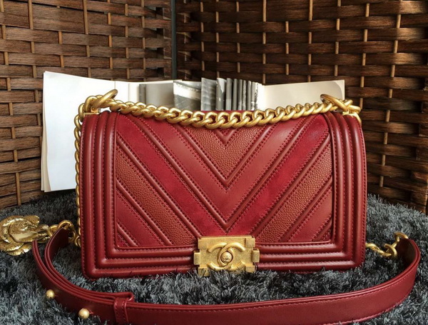 Chanel Chevron Le Boy Red Calfskin for Sale