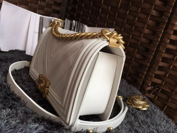 Chanel Chevron Le Boy White Calfskin for Sale