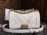 Chanel Chevron Le Boy White Calfskin for Sale