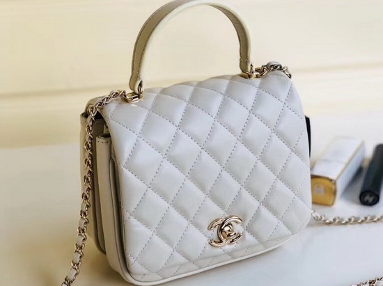 Chanel Citizen Chic Mini Flap Bag with Top Handle White Lambskin