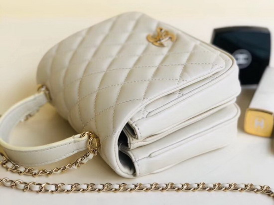 Chanel Citizen Chic Mini Flap Bag with Top Handle White Lambskin