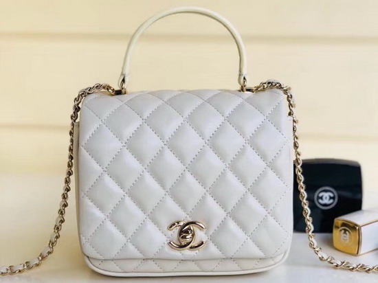 Chanel Citizen Chic Mini Flap Bag with Top Handle White Lambskin