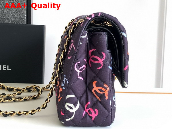 Chanel Classic 11 12 Handbag Printed Fabric and Gold Tone Metal Black and Multicolor Ref A01112 Replica