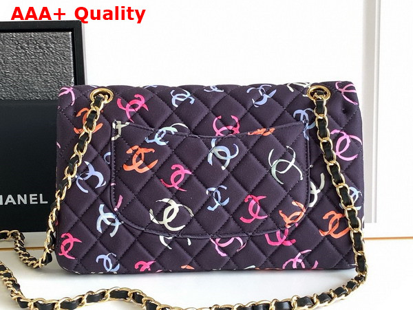 Chanel Classic 11 12 Handbag Printed Fabric and Gold Tone Metal Black and Multicolor Ref A01112 Replica