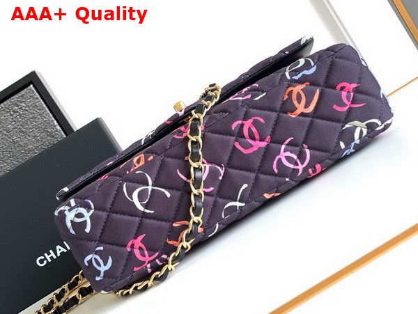 Chanel Classic 11 12 Handbag Printed Fabric and Gold Tone Metal Black and Multicolor Ref A01112 Replica