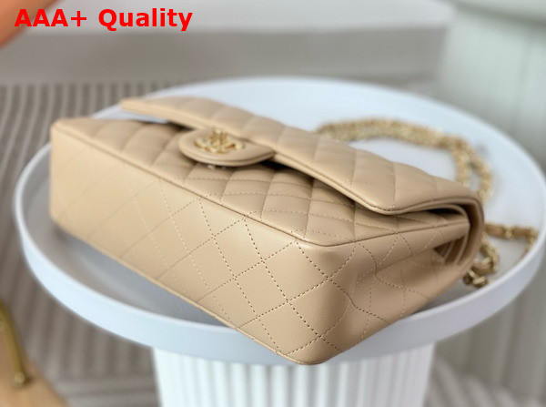 Chanel Classic 11 12 Handbag in Beige Lambskin Gold Tone Metal Ref A01112 Replica