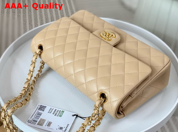 Chanel Classic 11 12 Handbag in Beige Lambskin Gold Tone Metal Ref A01112 Replica