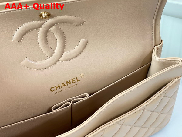 Chanel Classic 11 12 Handbag in Beige Lambskin Gold Tone Metal Ref A01112 Replica