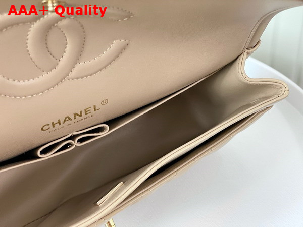 Chanel Classic 11 12 Handbag in Beige Lambskin Gold Tone Metal Ref A01112 Replica