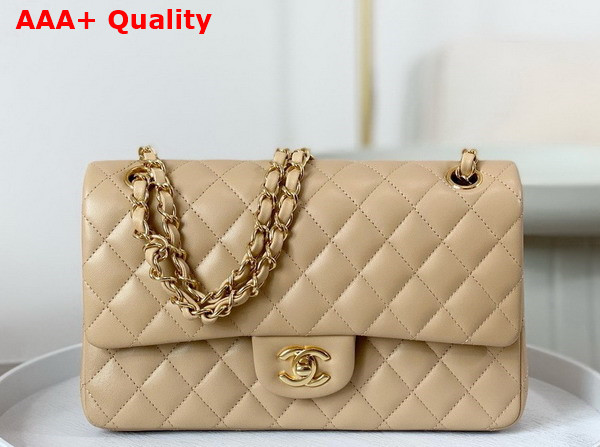 Chanel Classic 11 12 Handbag in Beige Lambskin Gold Tone Metal Ref A01112 Replica