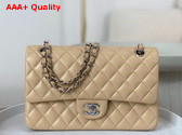 Chanel Classic 11 12 Handbag in Beige Lambskin Silver Tone Metal Ref A01112 Replica