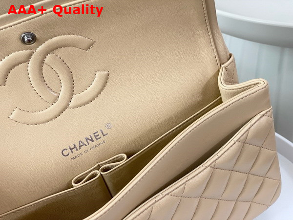 Chanel Classic 11 12 Handbag in Beige Lambskin Silver Tone Metal Ref A01112 Replica