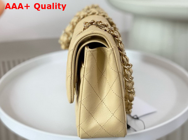 Chanel Classic 11 12 Handbag in Beige Shiny Grained Calfskin Gold Tone Metal Ref A01112 Replica