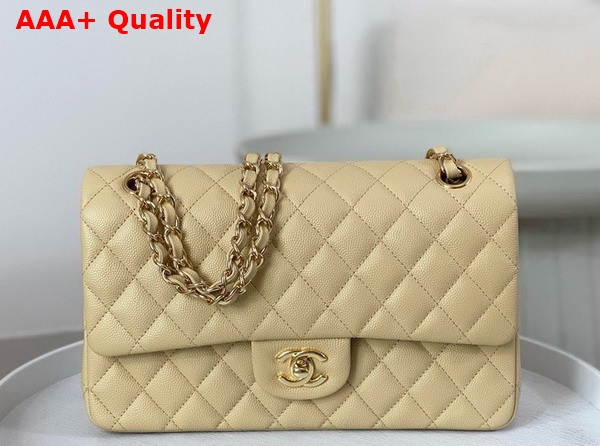 Chanel Classic 11 12 Handbag in Beige Shiny Grained Calfskin Gold Tone Metal Ref A01112 Replica