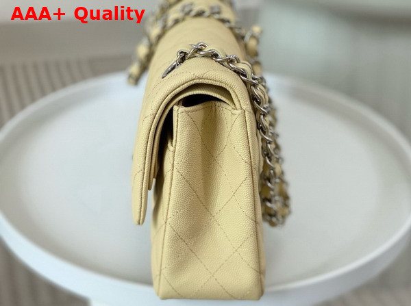 Chanel Classic 11 12 Handbag in Beige Shiny Grained Calfskin Silver Tone Metal Ref A01112 Replica