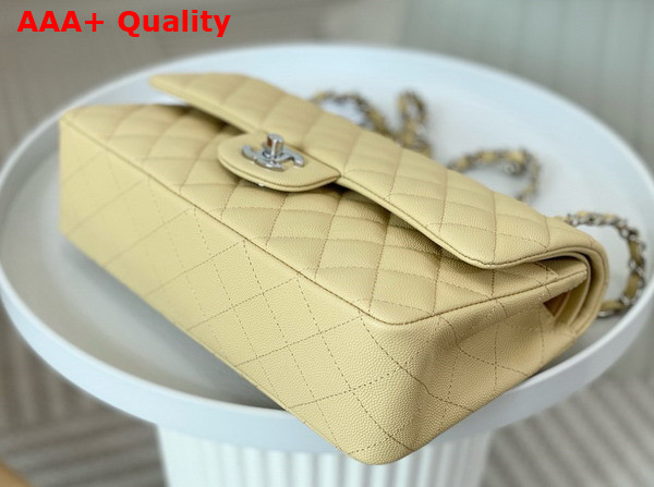 Chanel Classic 11 12 Handbag in Beige Shiny Grained Calfskin Silver Tone Metal Ref A01112 Replica