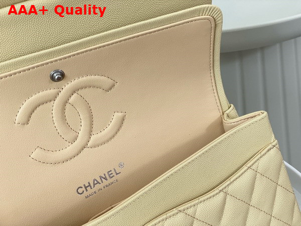 Chanel Classic 11 12 Handbag in Beige Shiny Grained Calfskin Silver Tone Metal Ref A01112 Replica