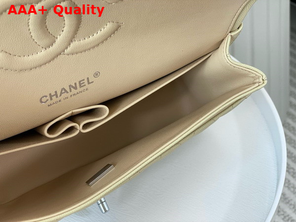 Chanel Classic 11 12 Handbag in Beige Shiny Grained Calfskin Silver Tone Metal Ref A01112 Replica