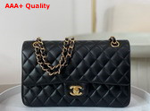 Chanel Classic 11 12 Handbag in Black Lambskin Gold Tone Metal Ref A01112 Replica