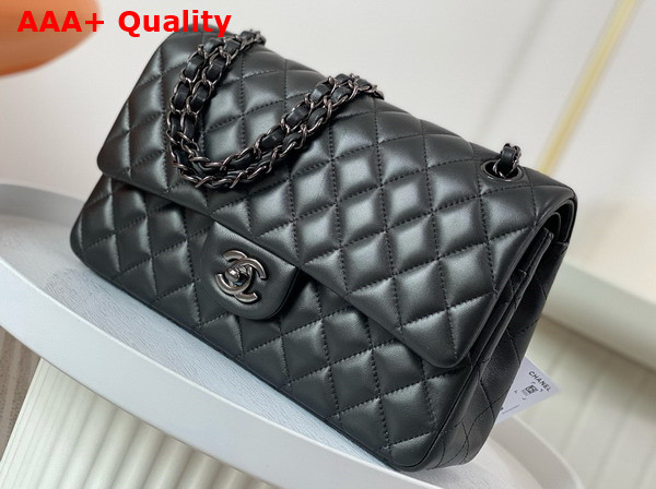 Chanel Classic 11 12 Handbag in Black Lambskin Ruthenium Finish Metal Ref A01112 Replica